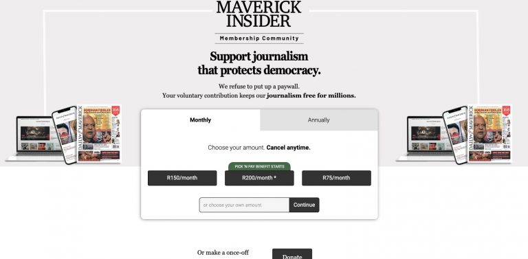 The membership page on the Daily Maverick website. After years of looking for a business model to support its independent journalism, South Africa's Daily Maverick has built a successful membership programme.