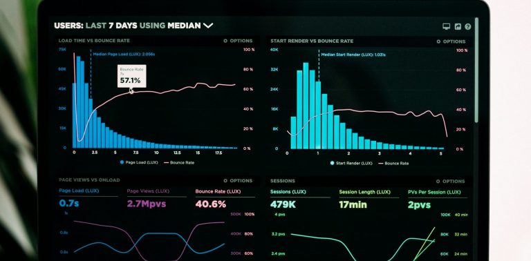 A laptop with digital media analytics. Photo by Luke Chesser on Unsplash